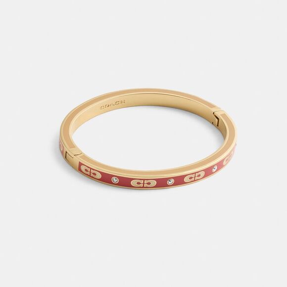 COACH Jewelry - NWT Coach Outlet Kissing Signature Enamel Hinged Bangle